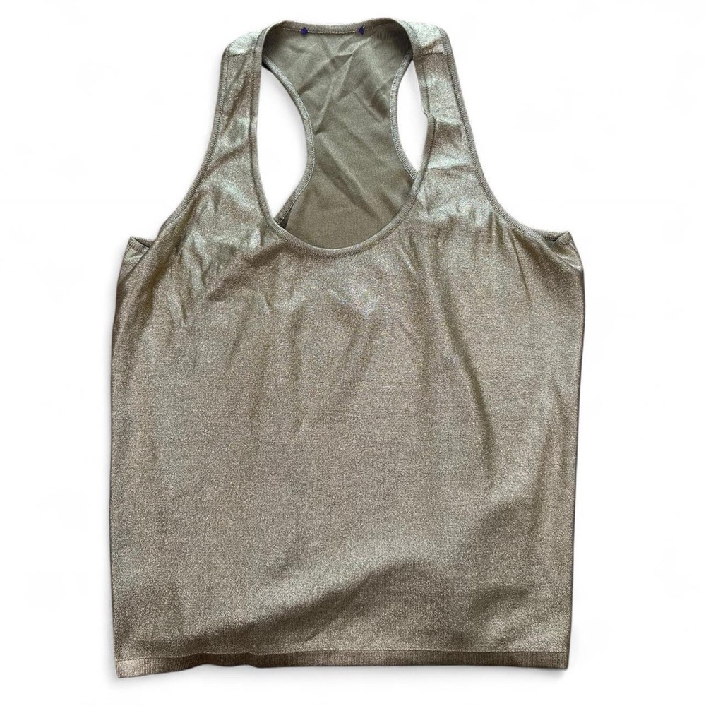 Ralph Lauren Purple Label Women’s Gold Foiled Silk Jersey Sweater Tank Top‎ M